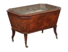 A Regency mahogany and ebony strung wine cooler or jardinière