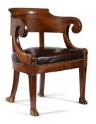 An Empire mahogany desk chair