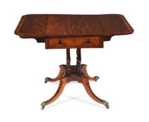 Y A Regency mahogany, satinwood and rosewood banded Pembroke table