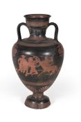 A Continental cold-painted terracotta copy of an Attic type vase