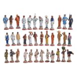 A group of 36 painted plaster figures depicting the Indian social classes or castes