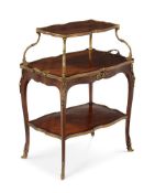 Y A French kingwood, tulipwood, and gilt metal mounted etagere