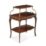 Y A French kingwood, tulipwood, and gilt metal mounted etagere