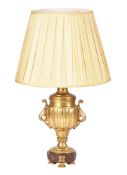 A French gilt metal table lamp