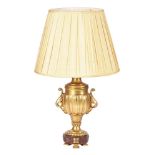 A French gilt metal table lamp