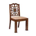 A mahogany and brass inlaid side chair