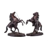 A pair of patinated Marly horses