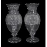 A pair of Baccarat Musee des Cristalleries reproduction vases from the 1821-1840 series