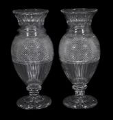 A pair of Baccarat Musee des Cristalleries reproduction vases from the 1821-1840 series