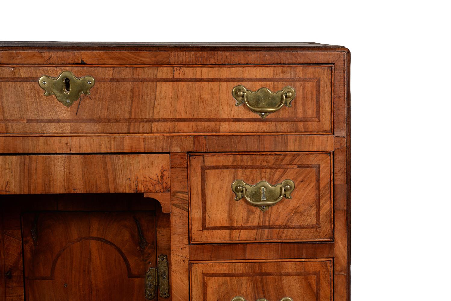 A George II walnut and feather banded kneehole desk - Image 4 of 4