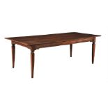 A Continental oak and walnut refectory dining table