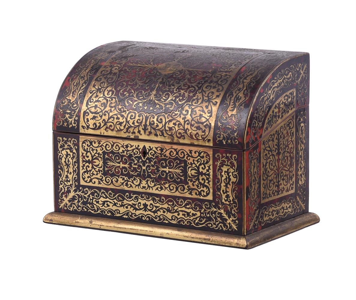 A Victorian 'boulle' stationary casket