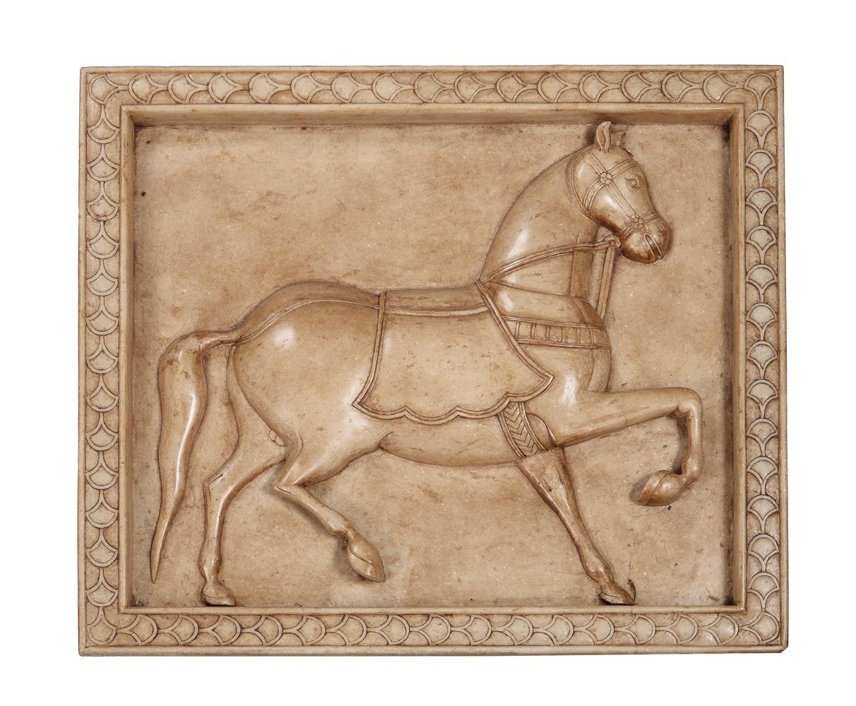 An Indian sculpted marble panel