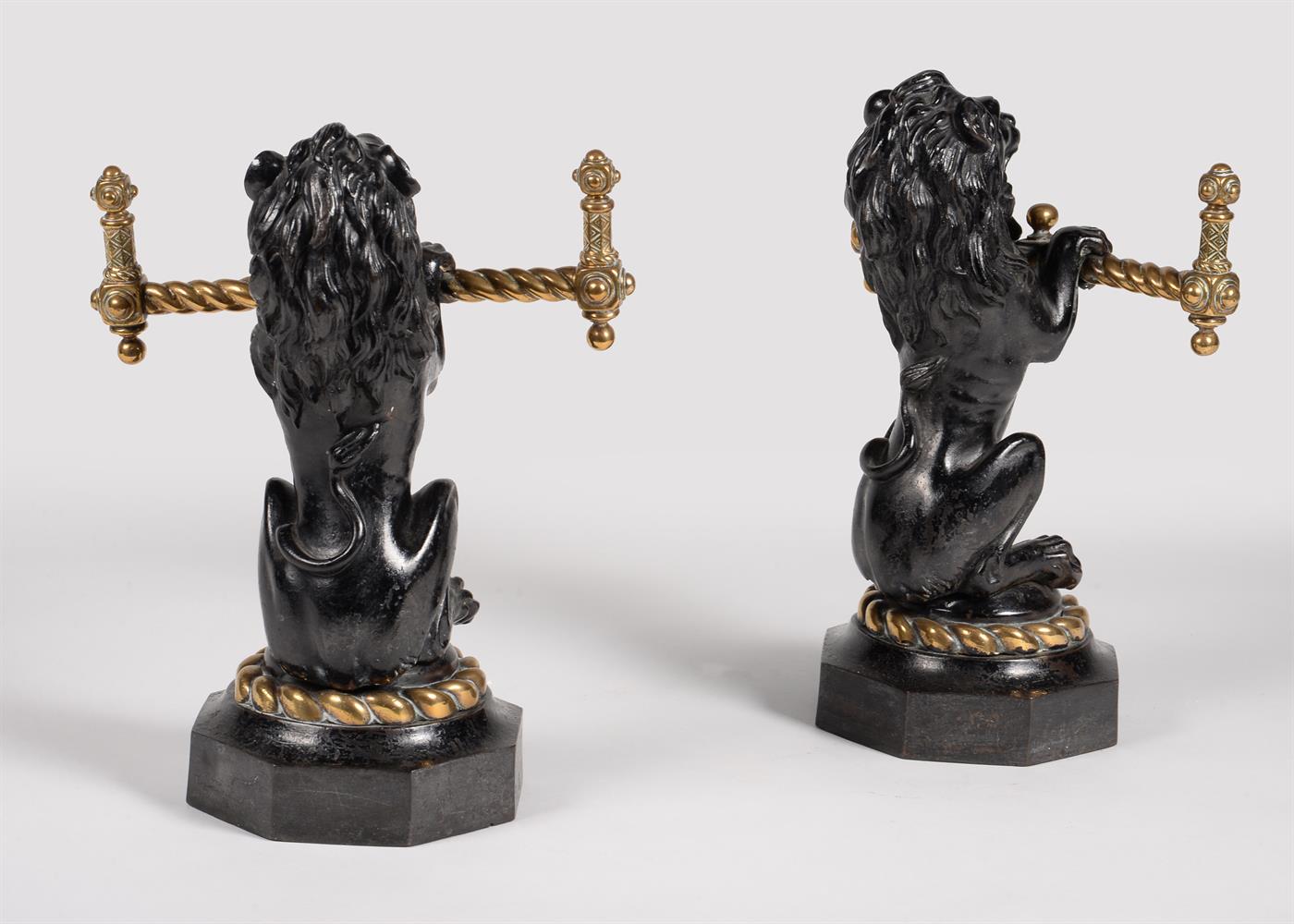 A pair of Victorian cast iron and brass fire dogs - Image 4 of 4