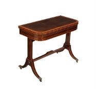 Y A George III rosewood and tulipwood crossbanded tea table