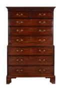 A George III mahogany secretaire chest on chest