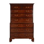 A George III mahogany secretaire chest on chest