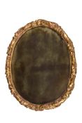 A Continental carved giltwood oval wall mirror