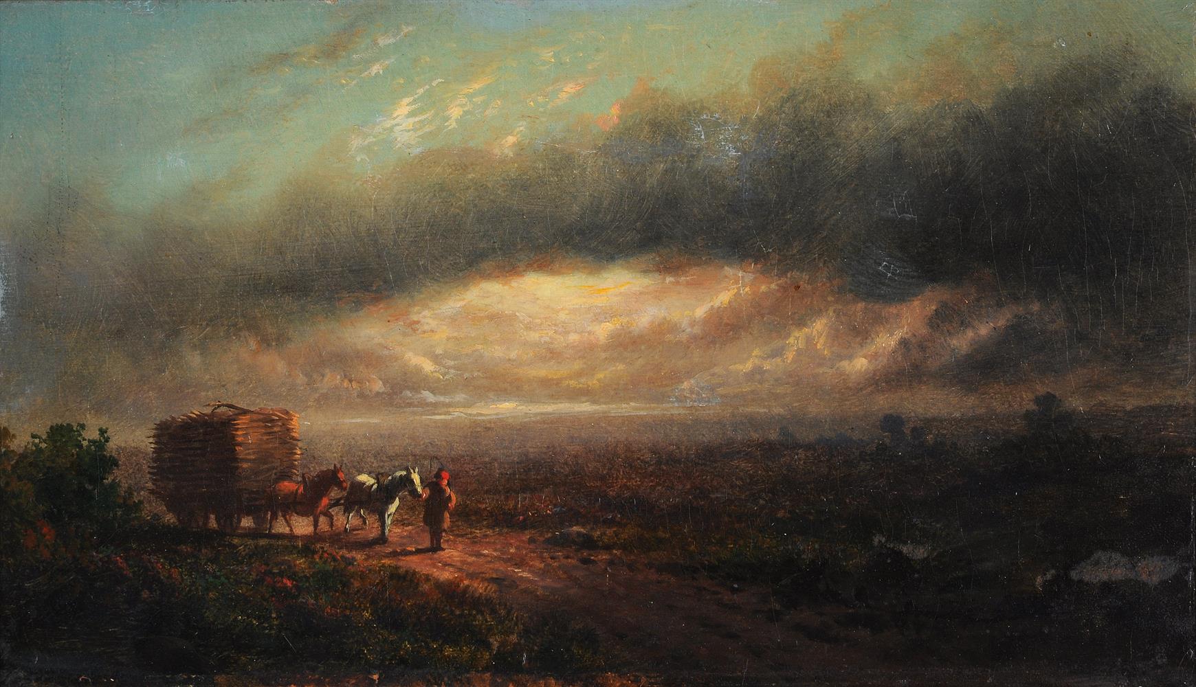 Attributed to George Cole (British 1810-1885), 'The last load'