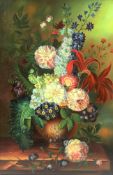 James Morar (21st century), 'Still life of flowers in a terracotta vase'