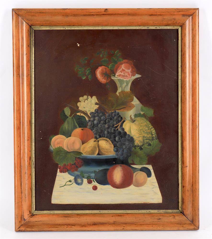 A decorative still life of fruit and flowers - Image 2 of 3