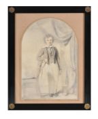 British School (c. 1840), Portrait of a boy, standing, holding a riding crop