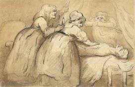 Manner of Thomas Rowlandson, 'The death-bed scene'