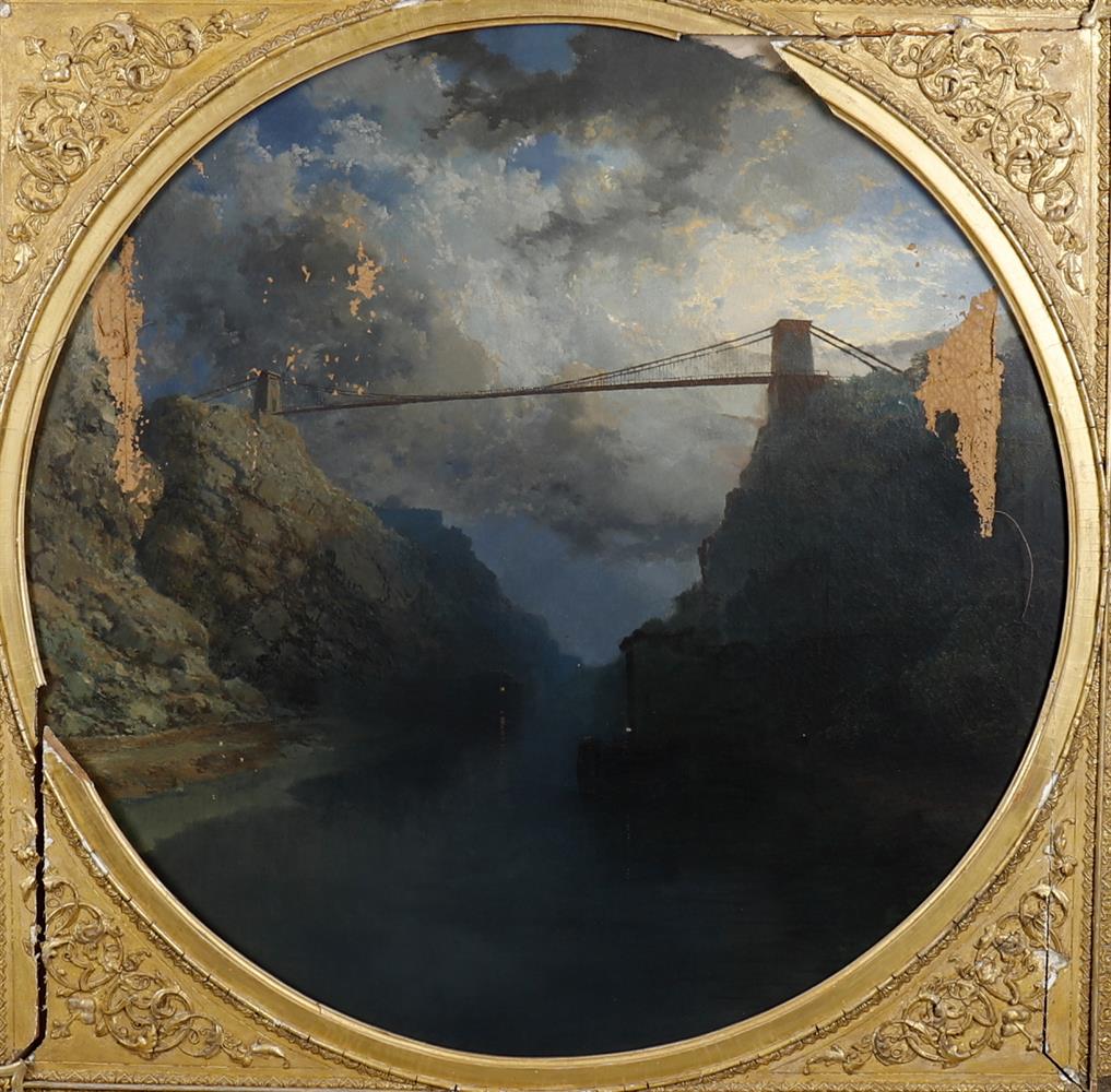 Edmund John Niemann (British 1813-1876), 'Clifton Suspension Bridge and the Avon Gorge at night'
