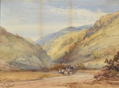 William Callow (British 1812-1908), 'Travellers in a mountainous landscape'