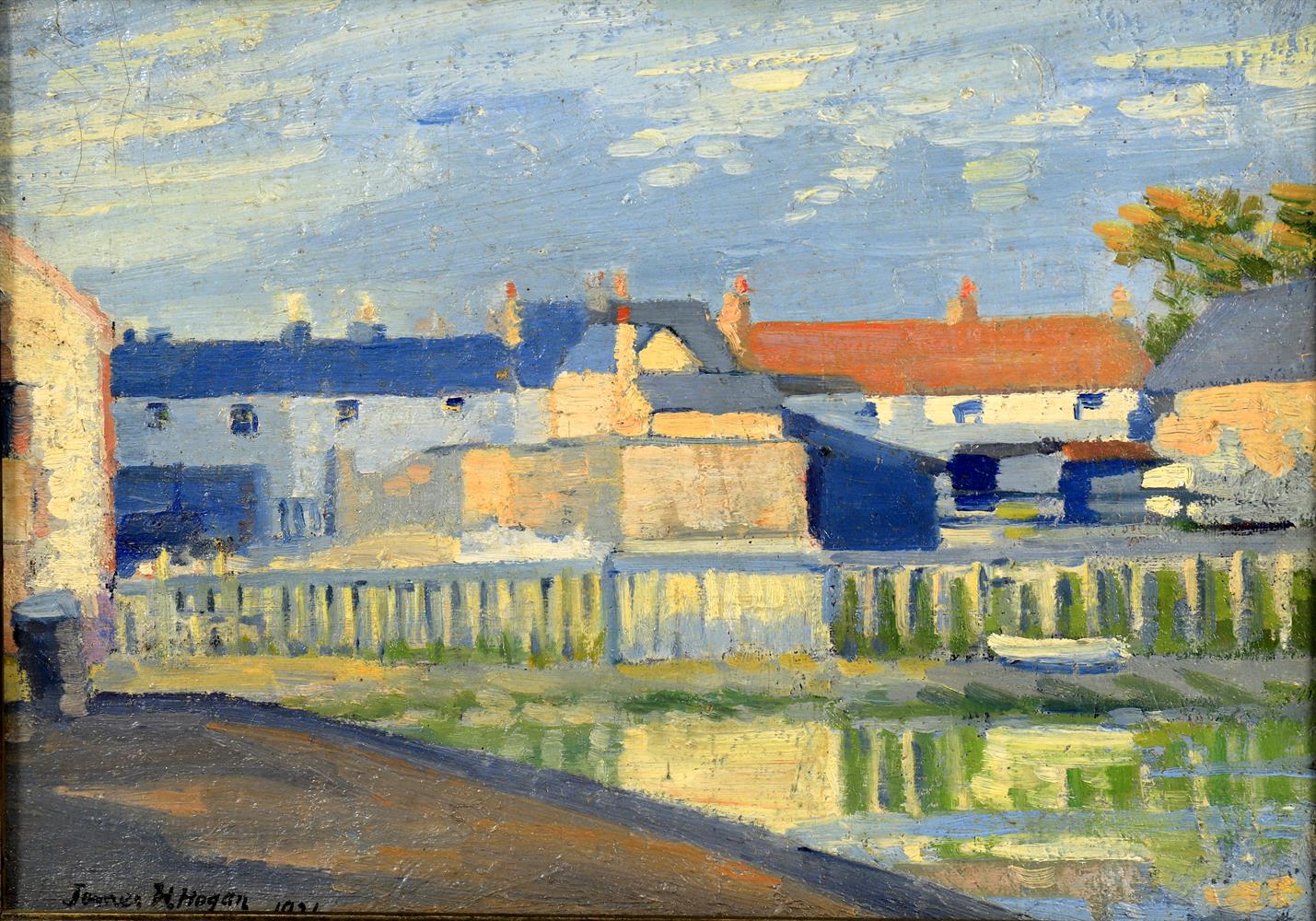 James Humphries Hogan (1883-1948), 'Houses by the harbour' - Image 5 of 5