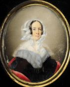 Y English School (circa 1870)- a portrait miniature on ivory of a lady