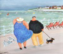 λ Margaret Loxton (British b. 1938), 'Windy day on the seafront'