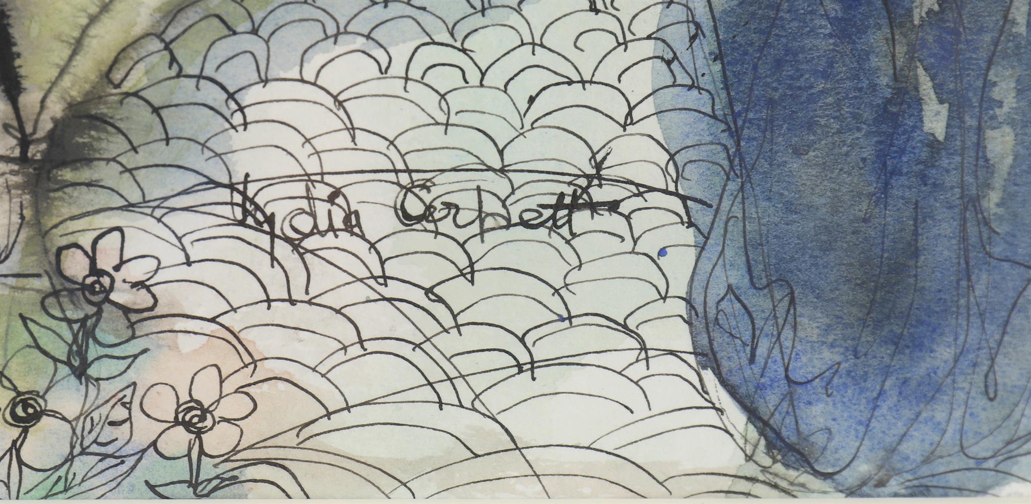 λ Lydia Corbett (French b.1934), 'Lovers in the sky, over the church and sheep' - Image 2 of 4