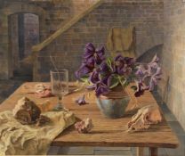 λ Evan Charlton (1904-1984) 'Still life with flowers and skull'