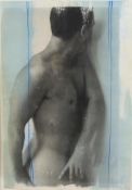 A contemporary mixed media print titled 'Standing Nude'