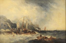 William McAlpine (fl.1820-1883) 'Shipping off the rocks'