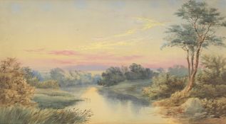 Attributed to Edmund J. Nieman (British 1813-1876), 'Landscape at sunset'