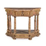 A SPANISH GILTWOOD AND POLYCHROME PAINTED SIDE OR ALTAR TABLE, LATE 17TH/EARLY 18TH CENTURY