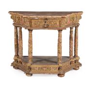 A SPANISH GILTWOOD AND POLYCHROME PAINTED SIDE OR ALTAR TABLE, LATE 17TH/EARLY 18TH CENTURY