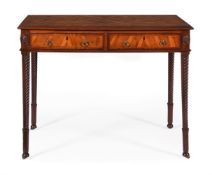 A GEORGE III YEW WOOD AND MAHOGANY WRITING TABLE ATTRIBUTED TO INCE & MAYHEW, CIRCA 1780