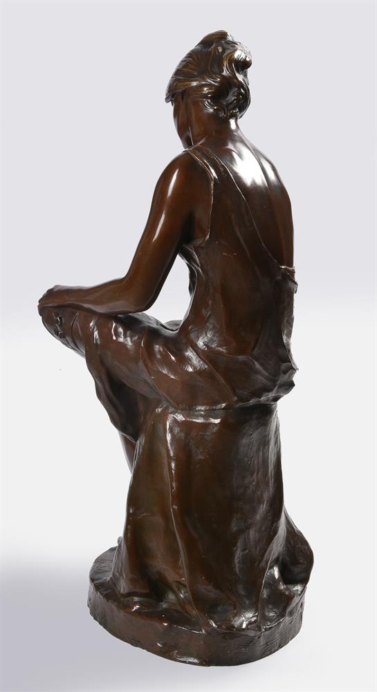 MALVINA BRACH (FRENCH, 19TH CENTURY), A BRONZE FIGURE OF A SEATED WOMAN - Image 4 of 5