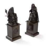 JEAN-MARIE PIGALLE (FRENCH, 1792-1857), A PAIR OF BRONZE FIGURES OF RACINE AND JEAN DE LA FONTAINE