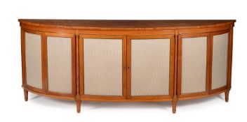Y A SATINWOOD, BURR ELM, AND TULIPWOOD CROSSBANDED SIDE CABINET, FIRST HALF 19TH CENTURY