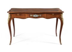 A VICTORIAN MAHOGANY AND GILT METAL MOUNTED BUREAU PLAT, CIRCA 1870