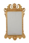 A GILTWOOD AND GESSO WALL MIRROR IN GEORGE II STYLE, 19TH OR EARLY 20TH CENTURY