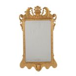 A GILTWOOD AND GESSO WALL MIRROR IN GEORGE II STYLE, 19TH OR EARLY 20TH CENTURY