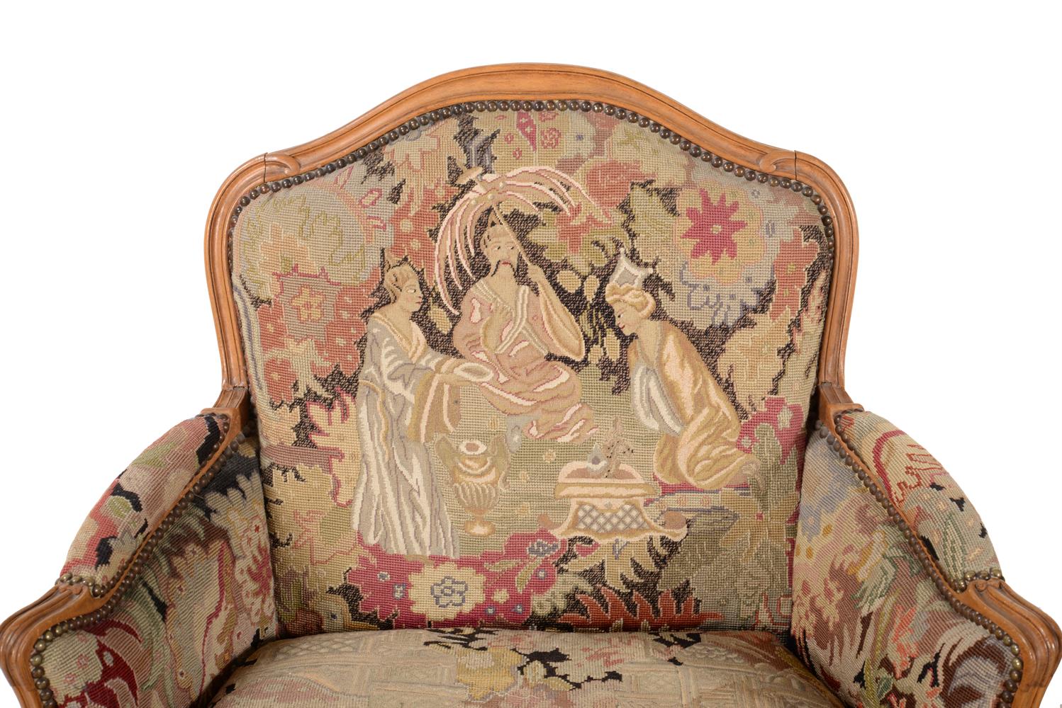 A BEECH AND UPHOLSTERED SUITE OF SEAT FURNITURE, 20TH CENTURY - Image 10 of 13