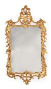AN EARLY GEORGE III GILTWOOOD WALL MIRROR, IN THE MANNER OF THOMAS CHIPPENDALE, CIRCA 1760