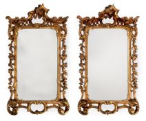 A PAIR OF GILTWOOD WALL MIRRORS, IN GEORGE III STYLE, LATE 19TH/ EARLY 20TH CENTURY