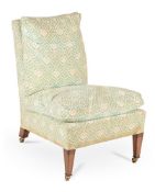 A BEECH AND UPHOLSTERED 'HOWARD' CHAIR, BY LENYGON & MORANT, FIRST HALF 20TH CENTURY